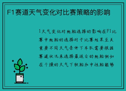 F1赛道天气变化对比赛策略的影响